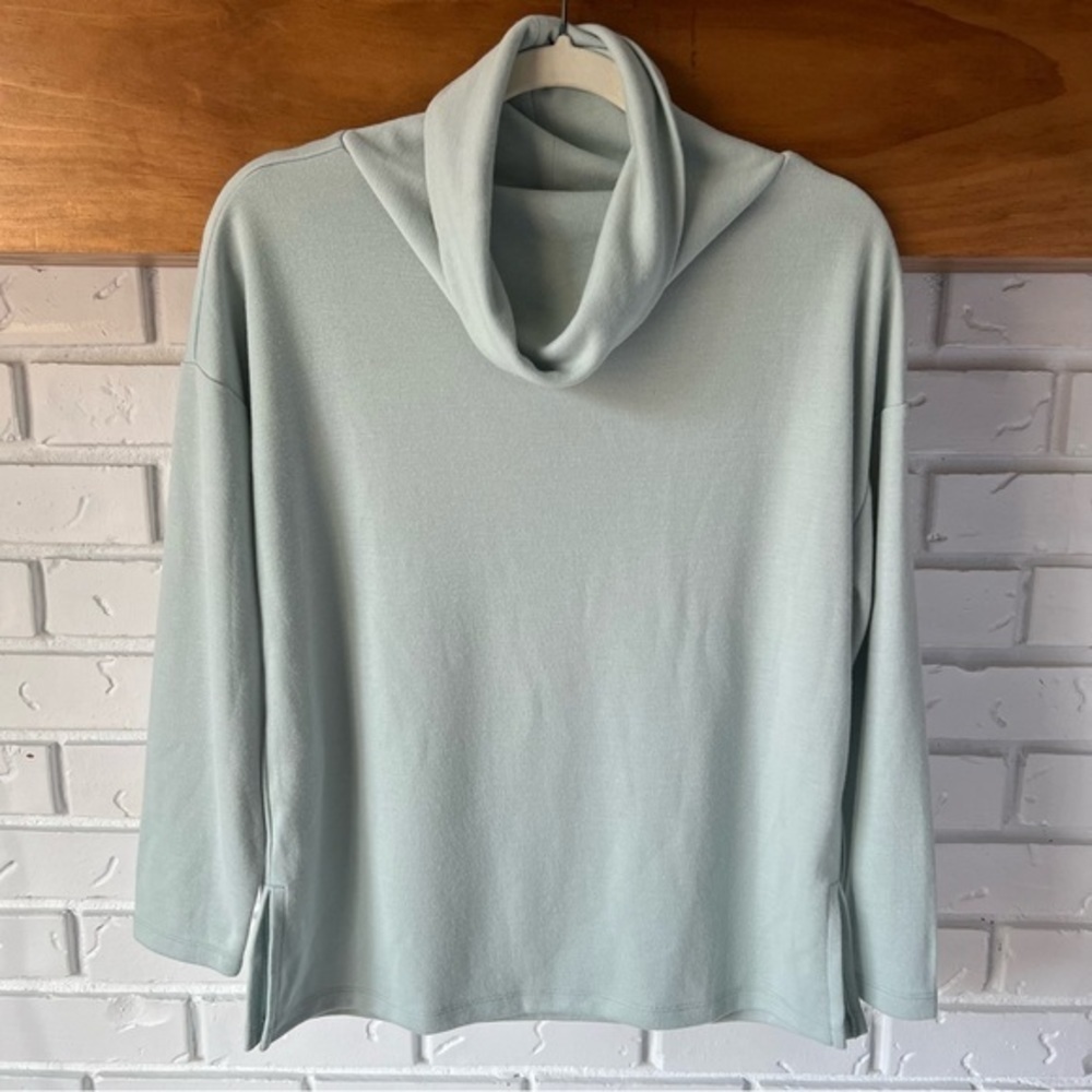 Ann Taylor Petite Cowl Neck Turtleneck Tunic Sweatshirt Sweater, Mint Green, XSP